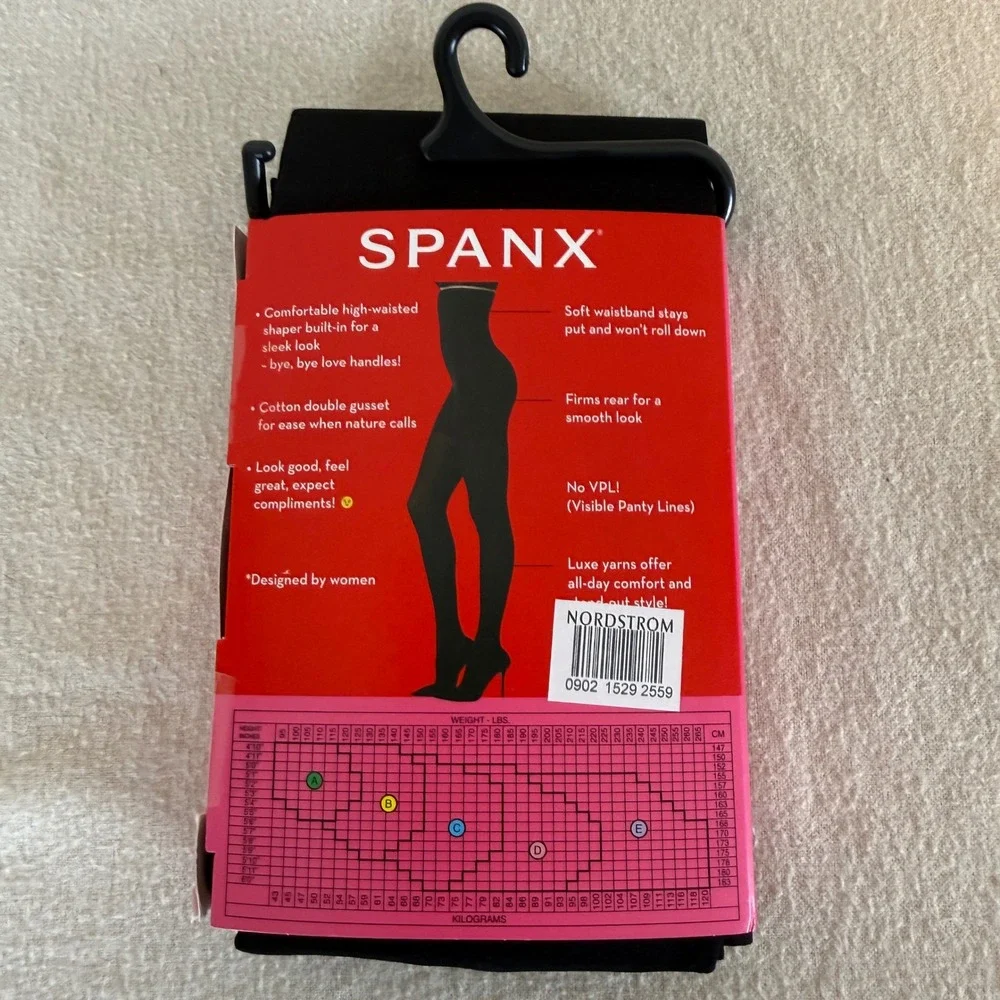 Spanx Tight-End Tights High-Waisted Shaping Opaque Very Black Size D FH4315